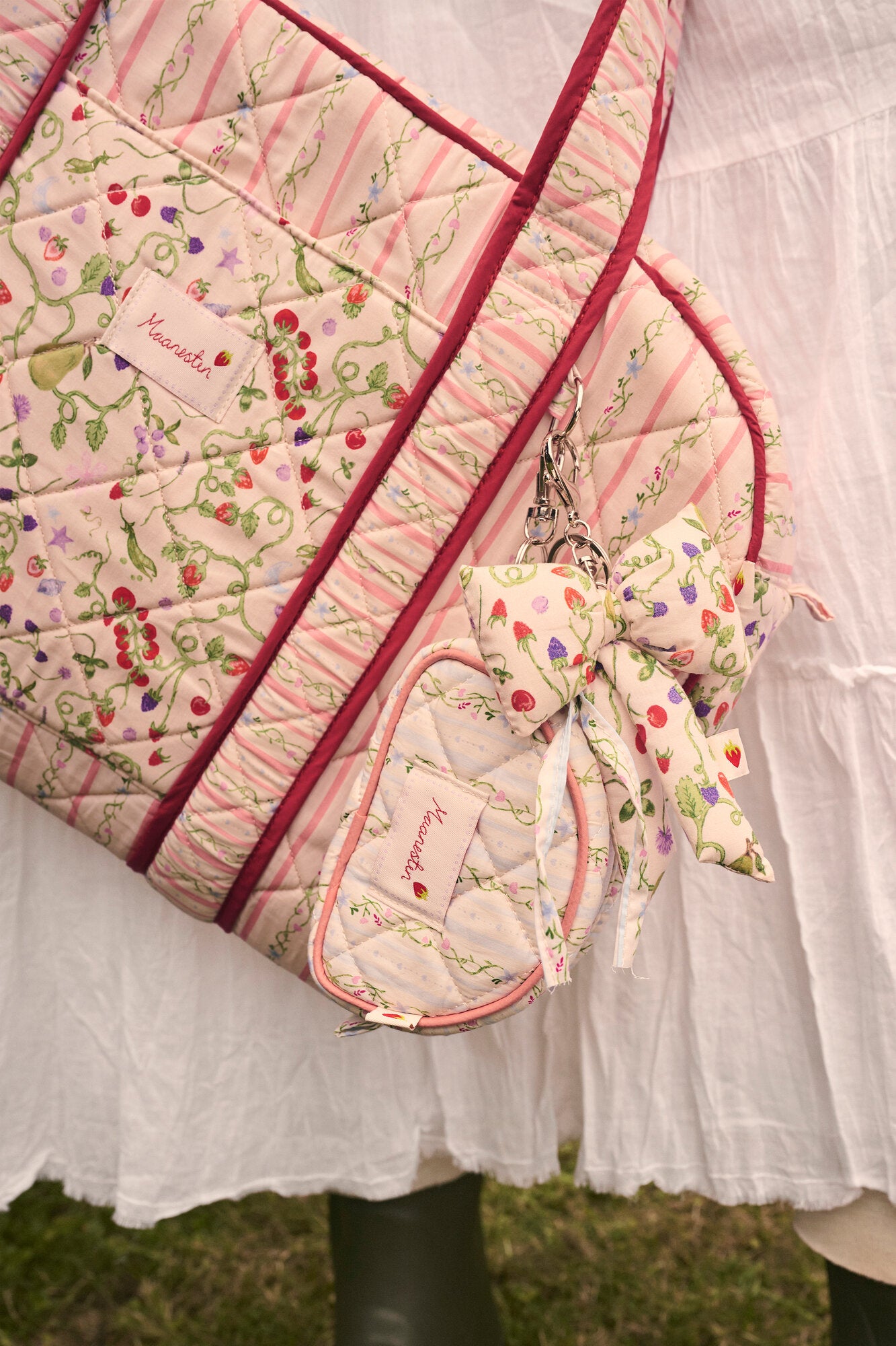 Fabric Bow nøglering - Garden Magic Ivory